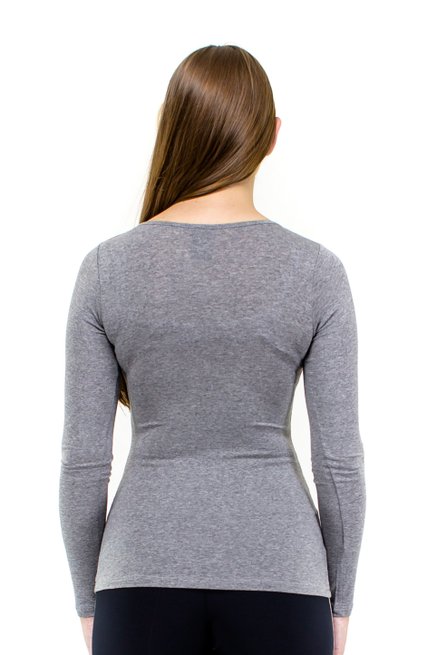 Blusa Manga Longa Viscolycra Lisa Cinza