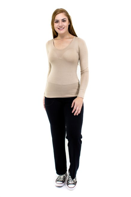 Blusa Manga Longa Viscolycra Lisa Nude