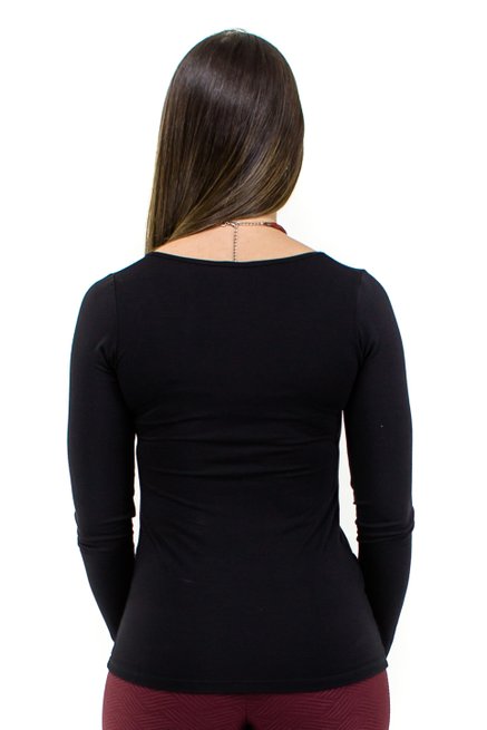 Blusa Manga Longa Viscolycra Lisa Preta