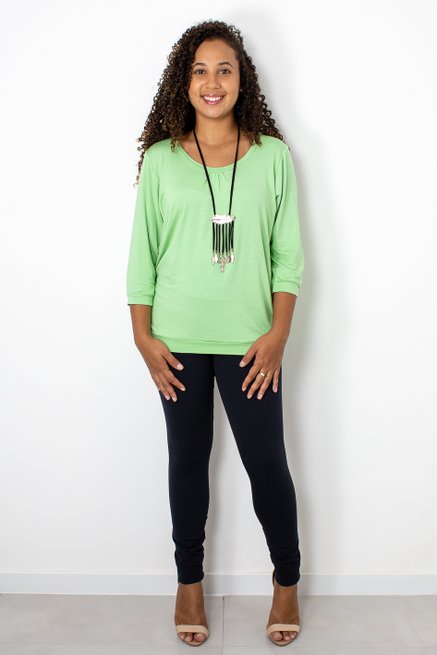 Blusa Marinheiro Manga ¾ Viscolycra Lisa Verde Claro