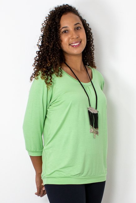 Blusa Marinheiro Manga ¾ Viscolycra Lisa Verde Claro