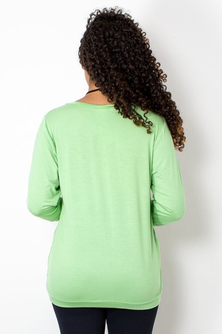 Blusa Marinheiro Manga ¾ Viscolycra Lisa Verde Claro