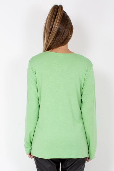 Blusa Meia Túnica Manga Longa Viscolycra Lisa Verde Claro