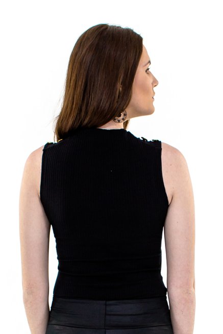Body Regata Canelado Liso Preto