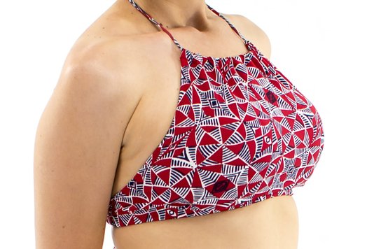 Bustiê Cropped Bojo Estampa Geométrica Vermelho