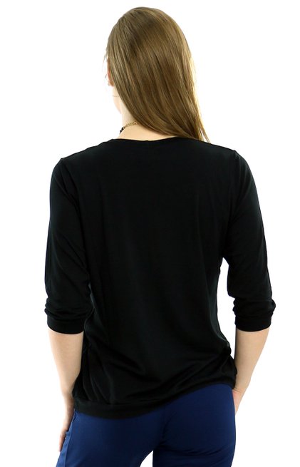 Blusa Manga 3/4 Marinheiro Viscolycra Lisa Preta