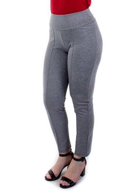 Calça Cigarrete Friso Lisa Cinza Mescla