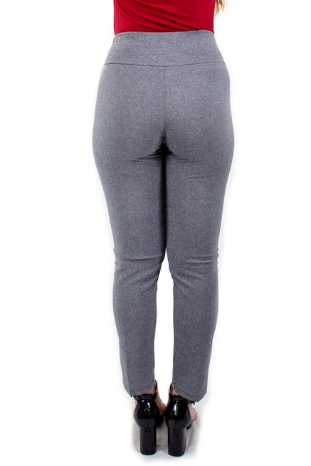Calça Cigarrete Friso Lisa Cinza Mescla