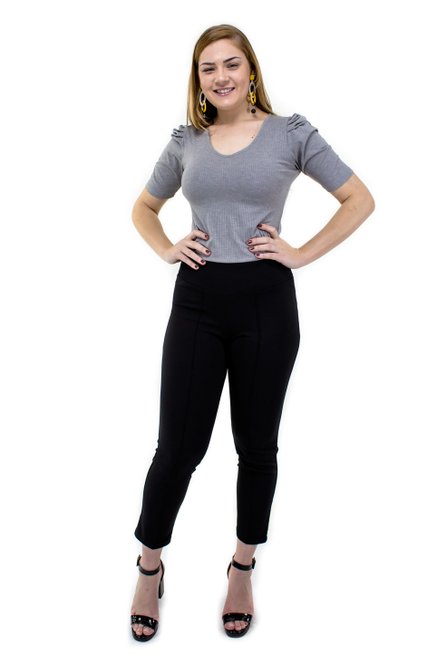 Calça Cigarrete Friso Lisa Preta