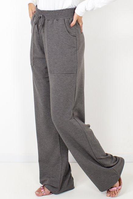 Calça Feminina Moletinho Careca Lisa Cinza