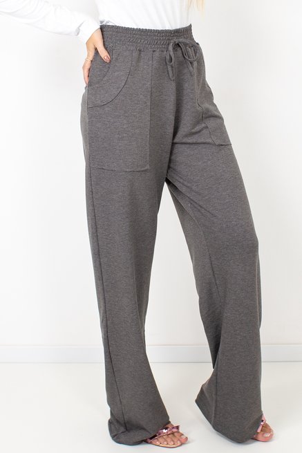 Calça Feminina Moletinho Careca Lisa Cinza