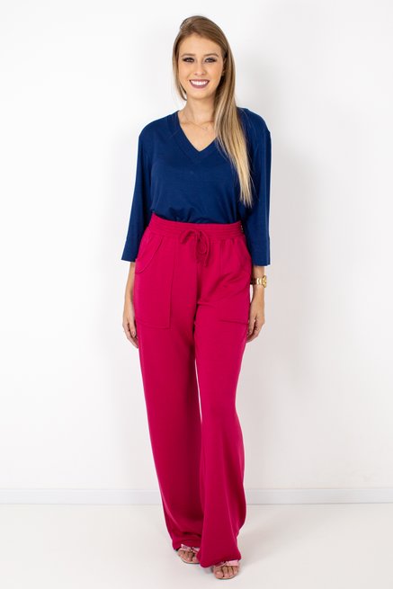 Calça Feminina Moletinho Careca Lisa Rosa