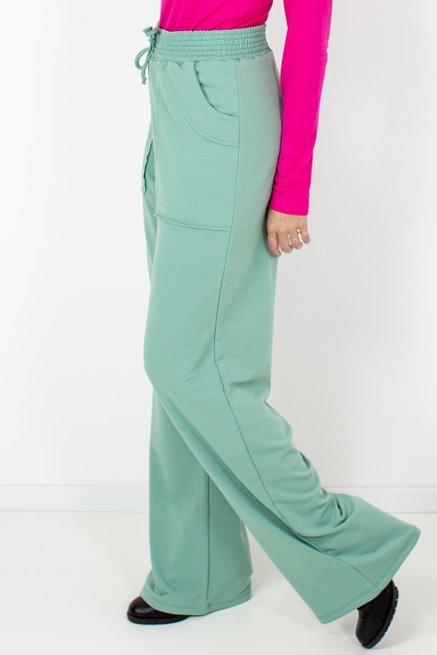 Calça Feminina Moletinho Careca Lisa Verde Claro