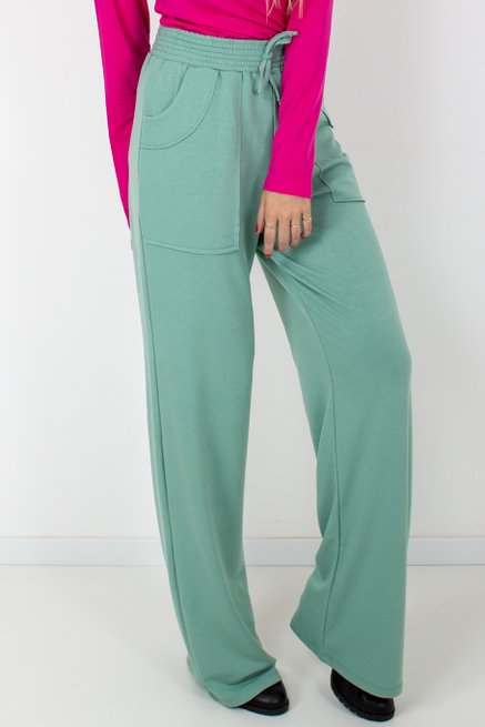Calça Feminina Moletinho Careca Lisa Verde Claro