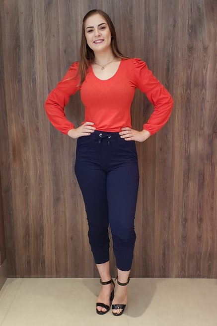 Calça Jogger Moletin Lisa Azul Marinho