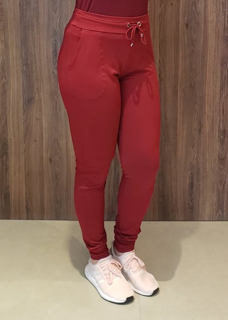 Calça Jogger Moletin Lisa Bordô