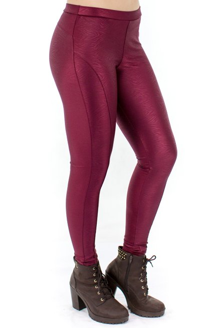 Calça Keli Brilho Estampa Animal Bordô