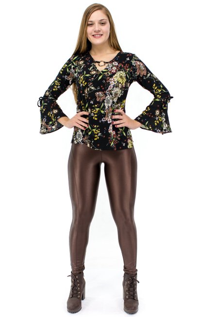 Calça Keli Brilho Lisa Marrom