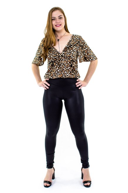 Calça Legging Cirrê Lisa Preta