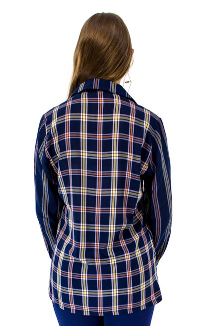 Camisa Manga Longa Estampa Xadrez Azul Marinho