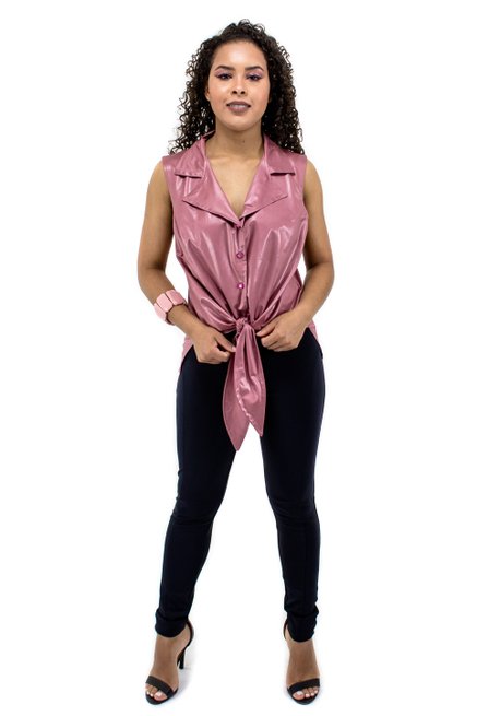 Camisete Cropped Sem Manga Cirre Lisa Rosa