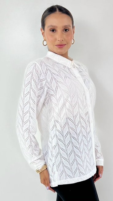 Camisete Laura Renda Lisa Branca