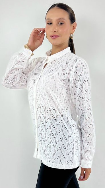 Camisete Laura Renda Lisa Branca