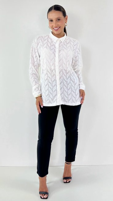Camisete Laura Renda Lisa Branca