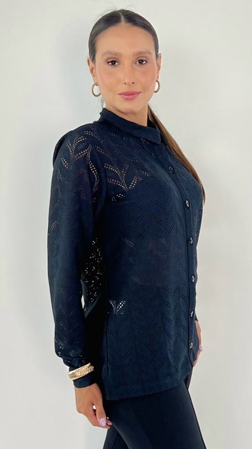 Camisete Laura Renda Lisa Preta