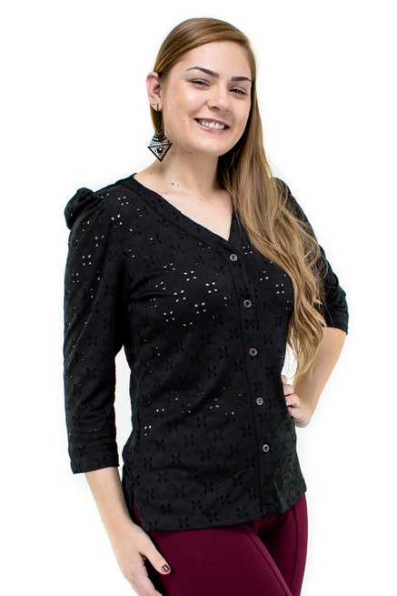 Camisete Manga 7/8 Bofante Lese Preto