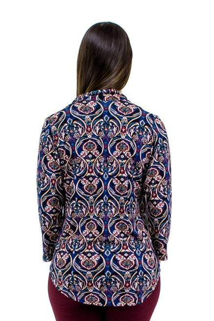 Camisete Manga 7/8 Dora Estampa Floral Azul