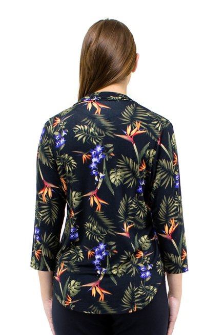 Camisete Manga 7/8 Dora Estampa Floral Black