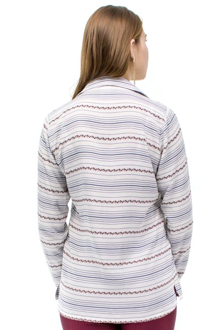 Camisa Manga Longa Laura Estampa Abstrata Branca