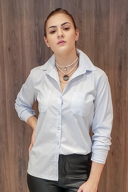 Camisete Manga Longa Laura Lisa Azul Bebê