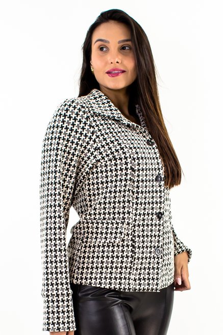 Casaco Feminino Elegance em Malha Jacquard
