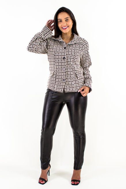 Casaco Feminino Elegance em Malha Jacquard