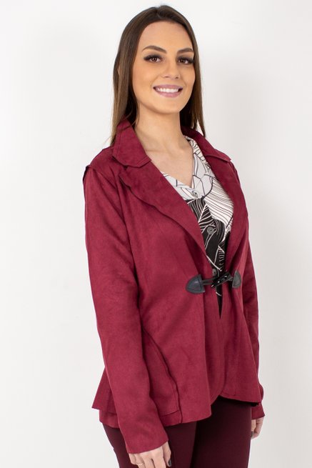 Casaco Feminino Iza Camurça Liso Bordo