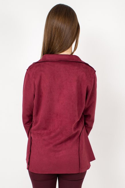 Casaco Feminino Iza Camurça Liso Bordo