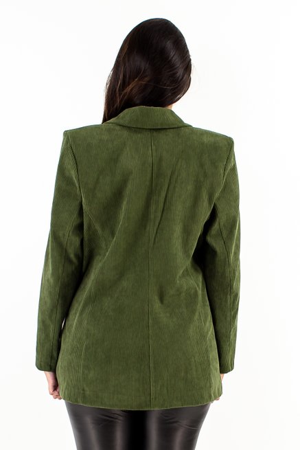 Casaco Feminino Veludo Cotele Liso Verde Militar
