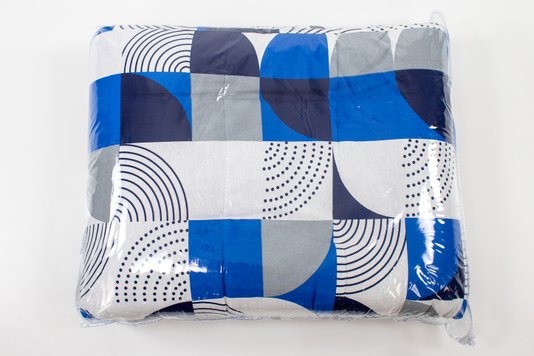 Colcha Malha Casal 210x240cm Estampa geométrica Azul e Cinza