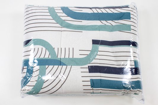 Colcha Malha Casal 210x240cm Estampa geométrica Azul e Verde