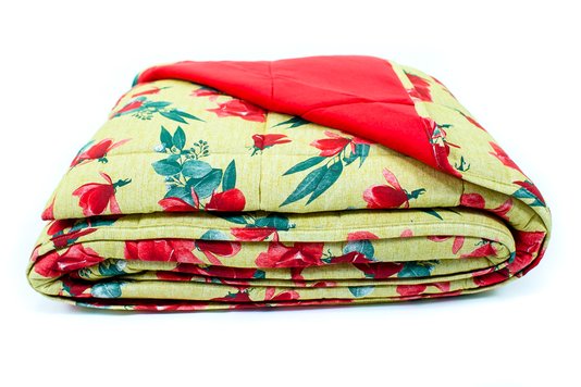 Colcha Malha Casal Queen 2,40mx2,50m Estampa Floral Caramelo e Vermelho