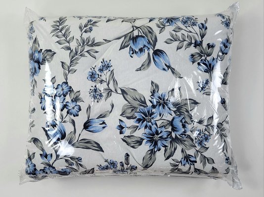 Colcha Malha Casal Queen 240x250 Estampa Floral Azul Claro