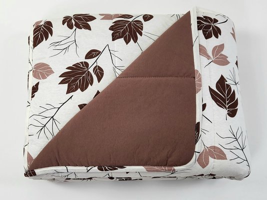Colcha Malha Casal Queen 240x250 Estampa Folhas Marrom