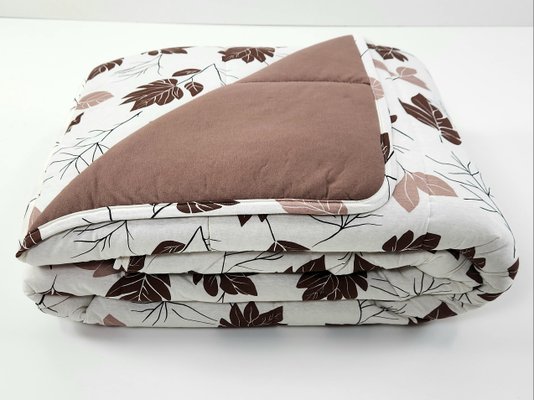Colcha Malha Casal Queen 240x250 Estampa Folhas Marrom