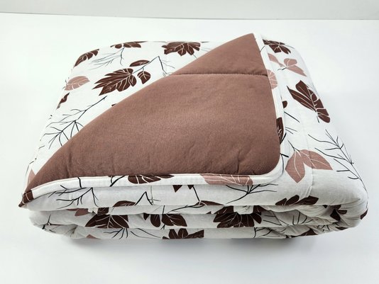 Colcha Malha Casal Queen 240x250 Estampa Folhas Marrom