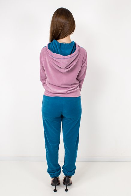 Conjunto Feminino Canguru Plush Liso Azul e Rosa Claro