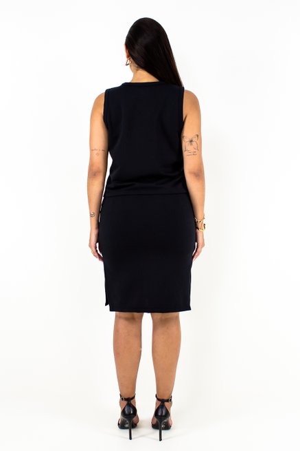 Conjunto Feminino Colete e Saia Liso Preto