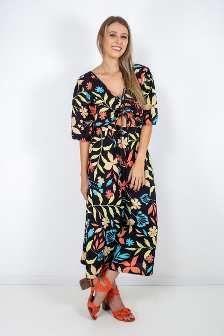 Conjunto Feminino Manga Curta Pantacourt Cropped Estampado