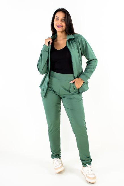 Conjunto Feminino Manga Longa Térmico Liso Verde